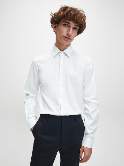 Calvin Klein Ruhák HU372868 | Calvin Klein Slim Cotton Twill Férfi Ing Fehér